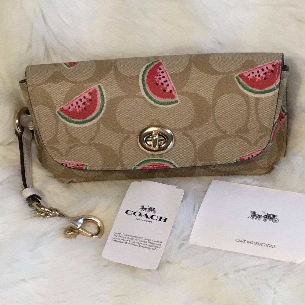 Coach Watermelon Sunglass Eyeglass Case with Clip Glass Glasses NWT